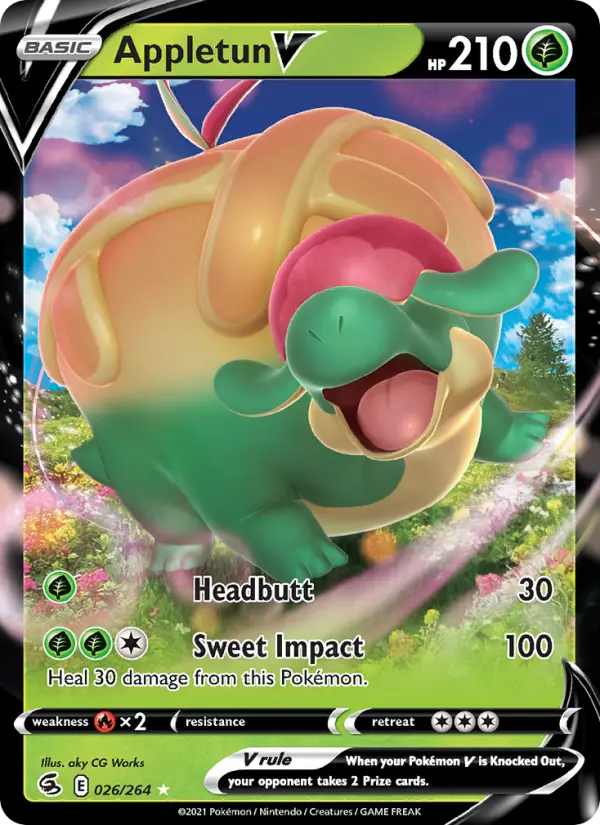 Appletun V Pokemon card from Fusion Strike