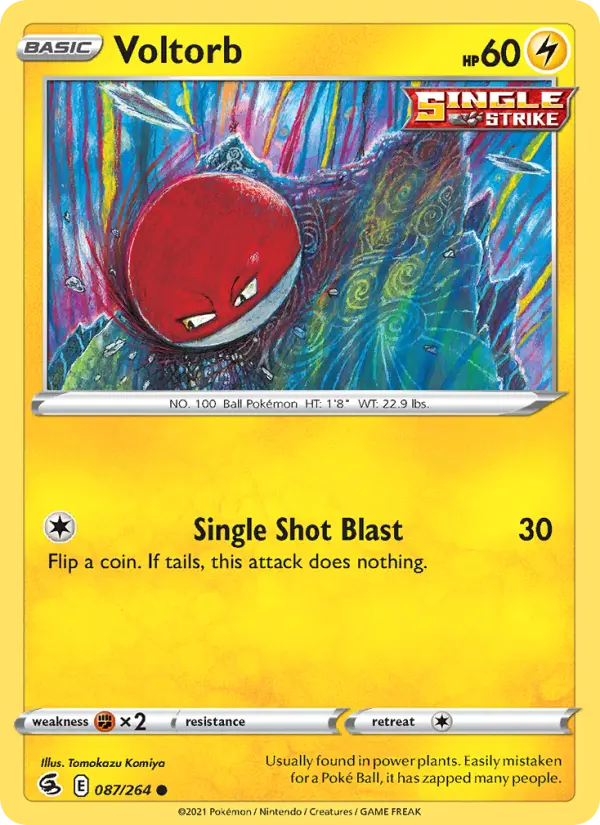 Voltorb Pokemon card from Fusion Strike