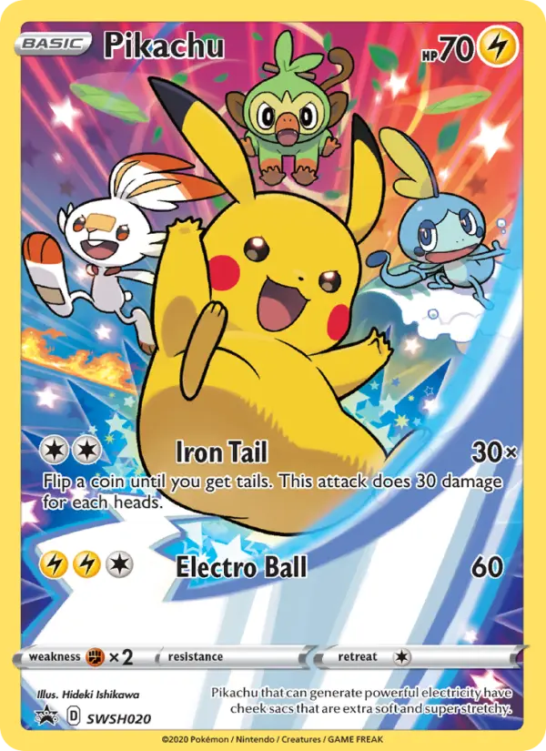 Pikachu Pokemon card from SWSH Black Star Promos