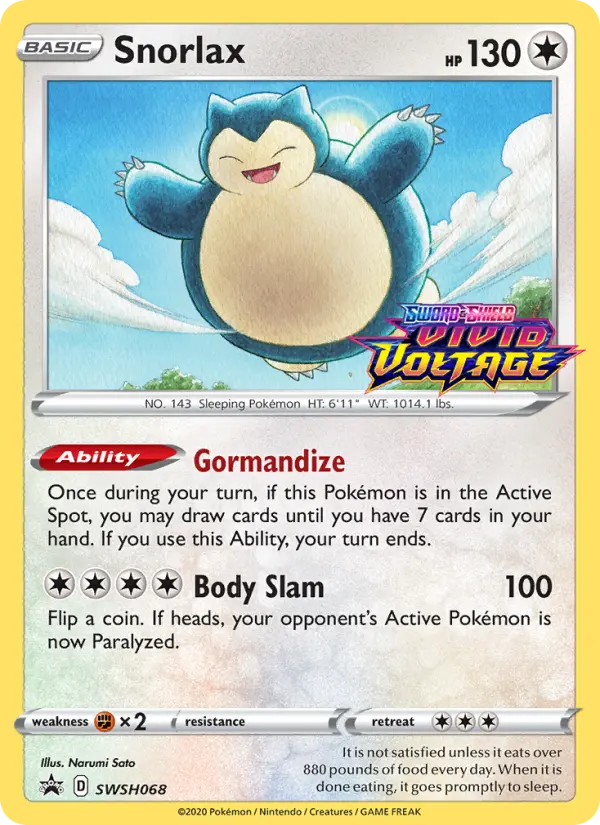 Snorlax Pokemon card from SWSH Black Star Promos