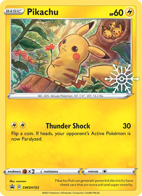 Pikachu Pokemon card from SWSH Black Star Promos