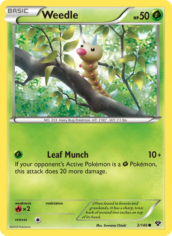 Weedle Pokemon card from XY