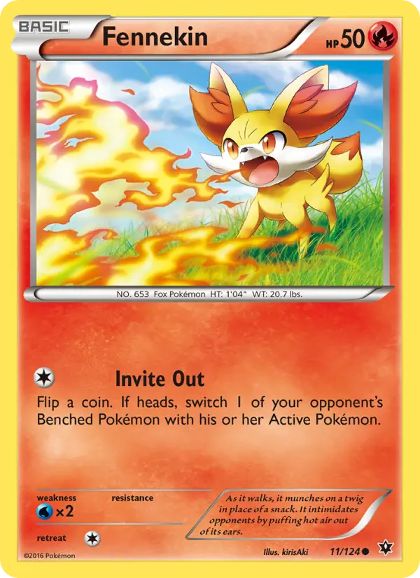 Fennekin Pokemon card from Fates Collide