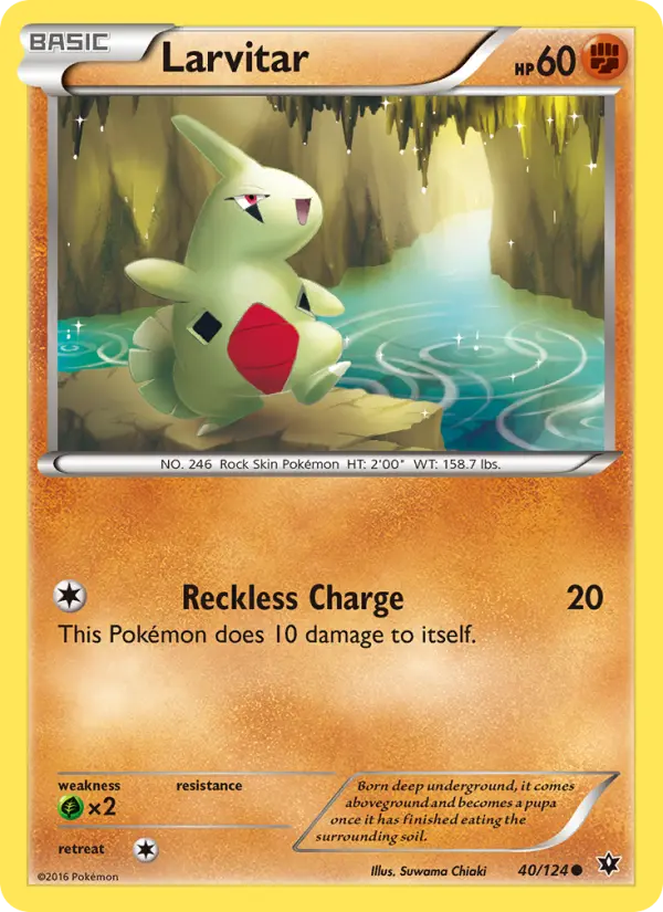 Larvitar Pokemon card from Fates Collide