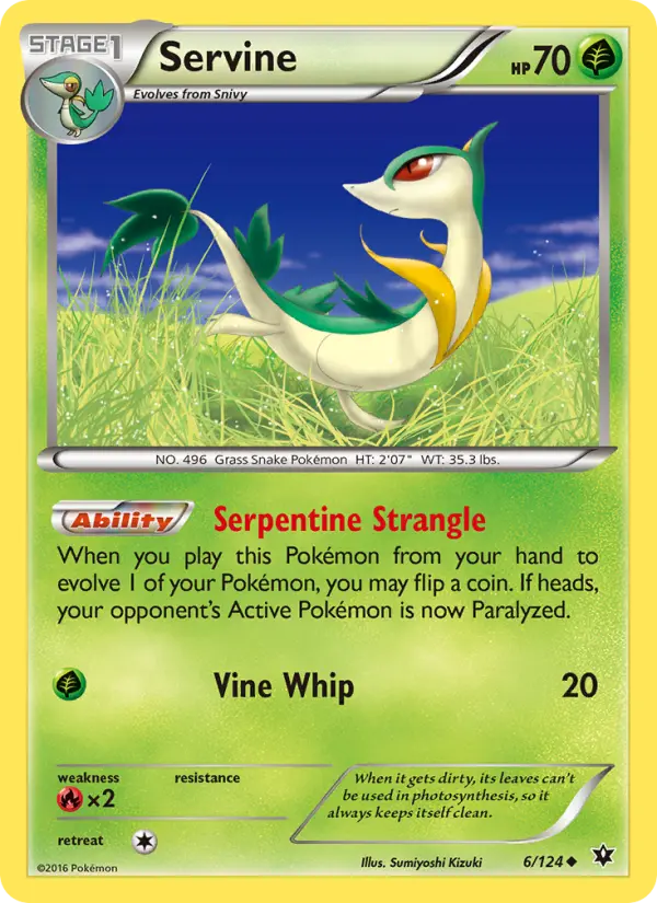 Servine Pokemon card from Fates Collide