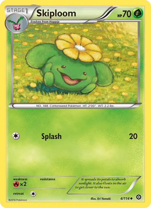 Skiploom Pokemon card from Steam Siege