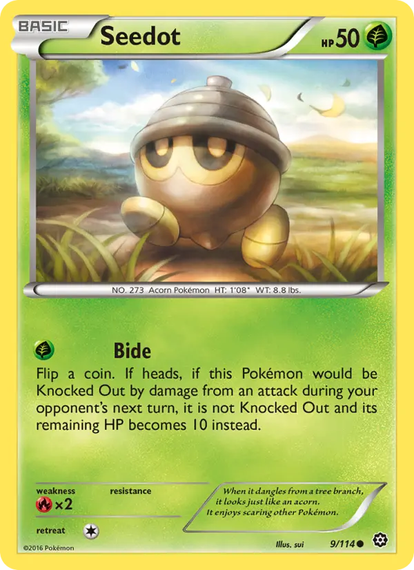 Seedot Pokemon card from Steam Siege