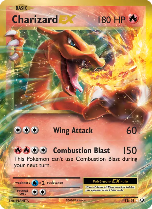 Charizard EX Pokemon card from Evolutions