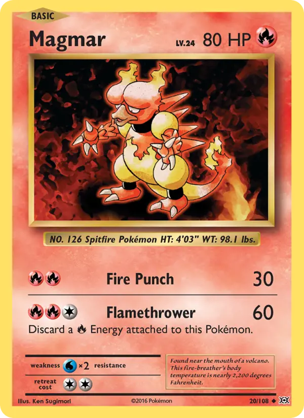 Magmar Pokemon card from Evolutions