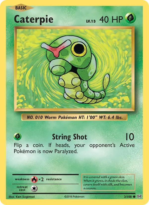 Caterpie Pokemon card from Evolutions