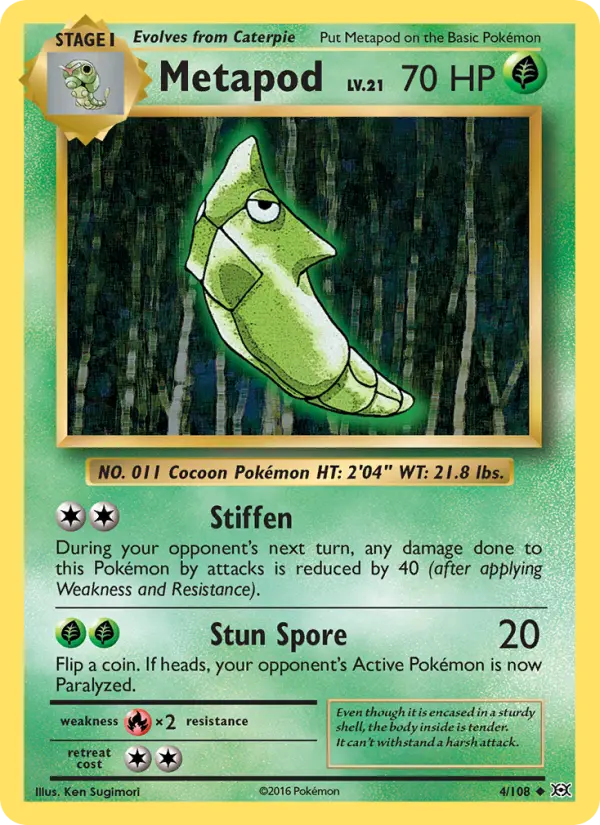Metapod Pokemon card from Evolutions