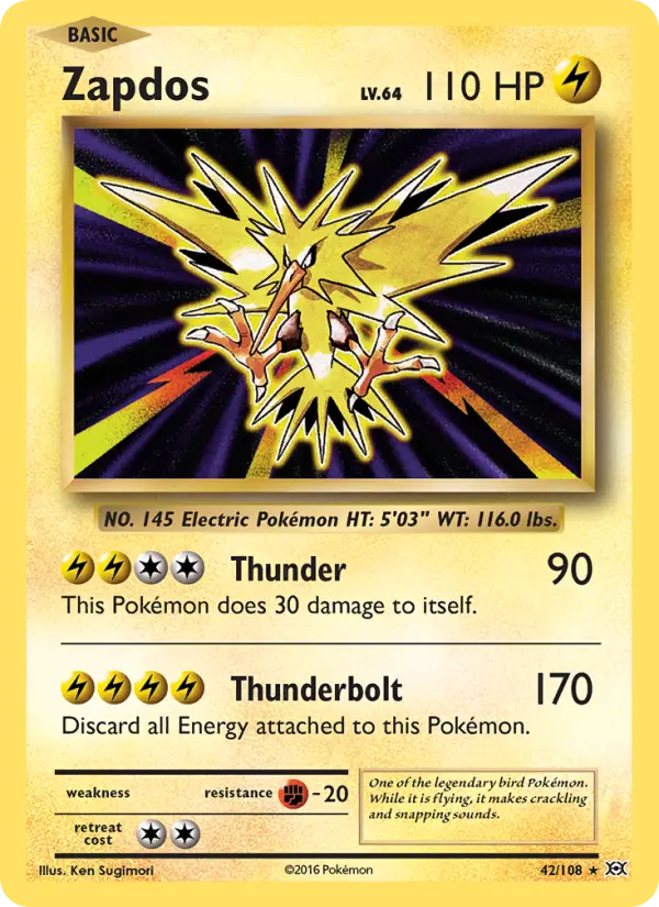 Zapdos Pokemon card from Evolutions