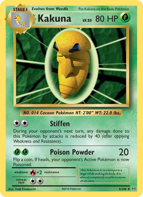 Kakuna Pokemon card from Evolutions