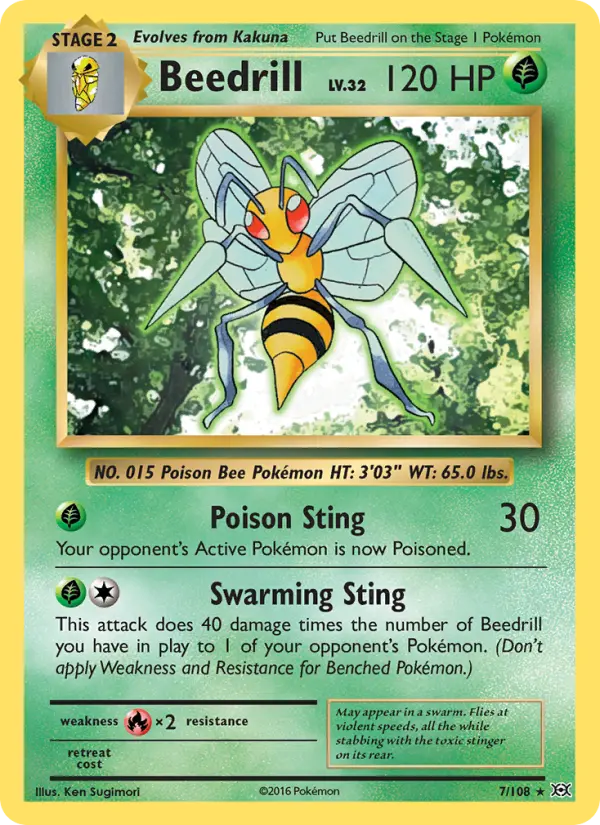 Beedrill Pokemon card from Evolutions
