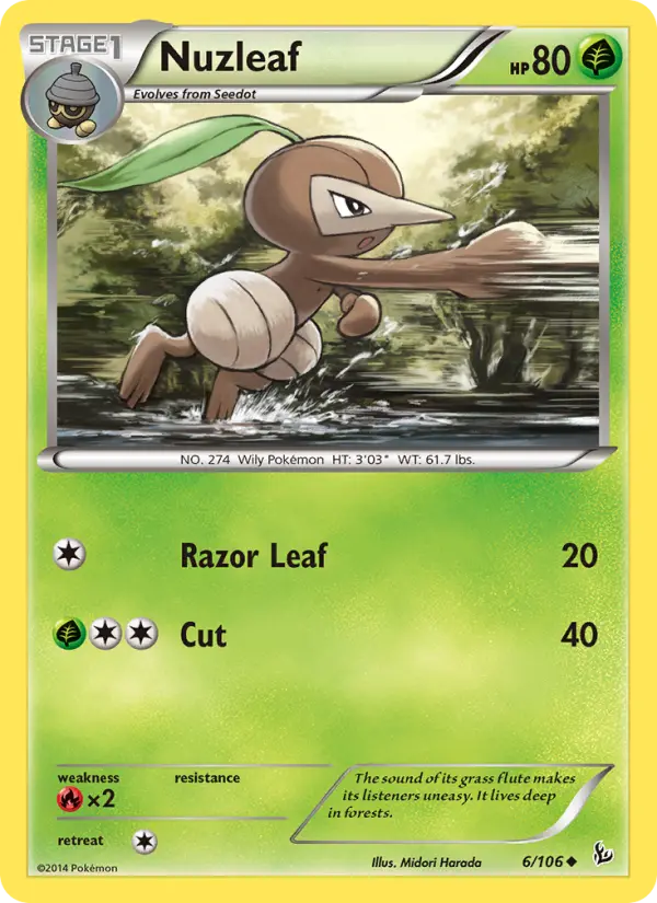 Nuzleaf Pokemon card from Flashfire