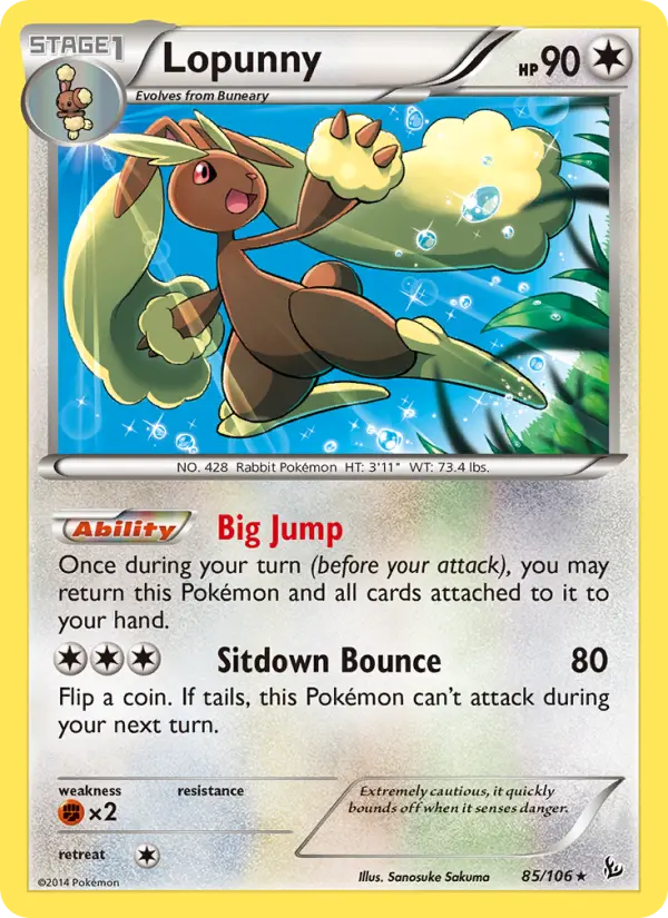 Lopunny Pokemon card from Flashfire