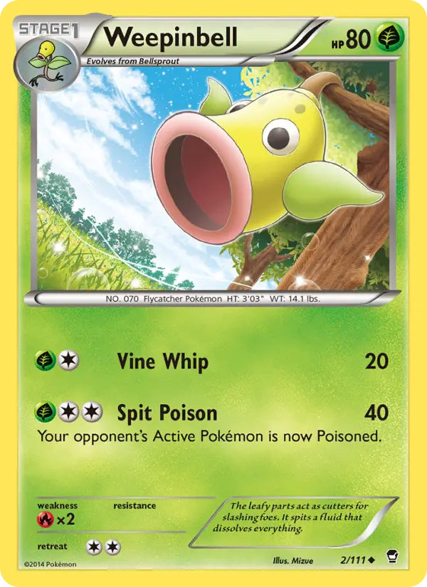 Weepinbell Pokemon card from Furious Fists