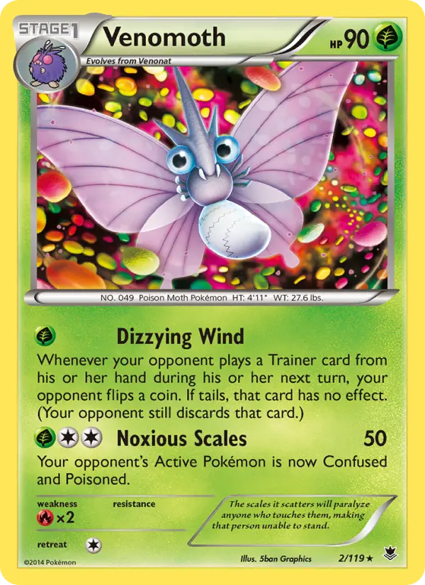 Venomoth Pokemon card from Phantom Forces