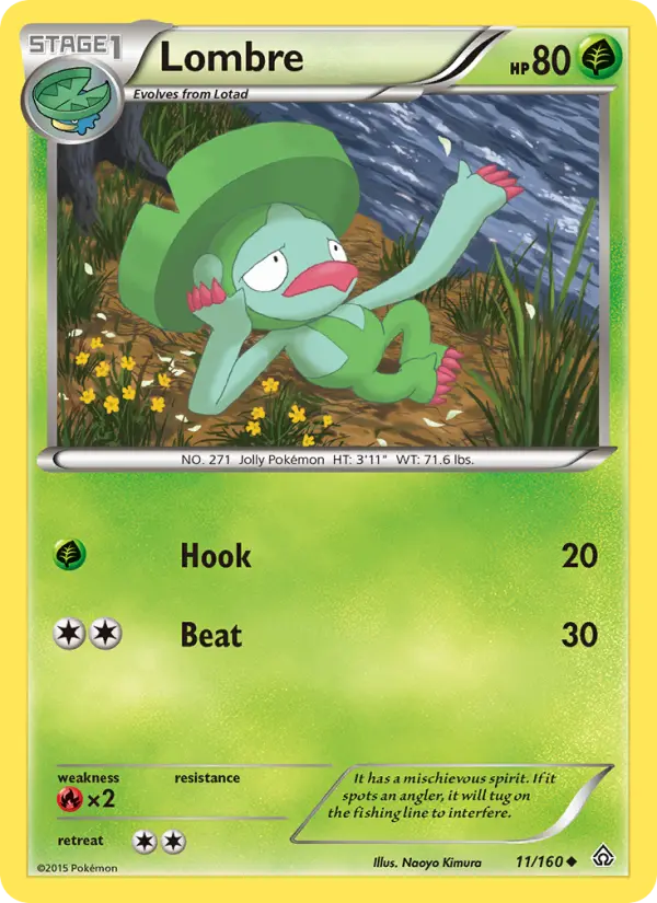 Lombre Pokemon card from Primal Clash
