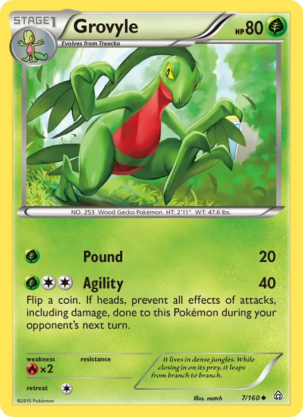 Grovyle Pokemon card from Primal Clash