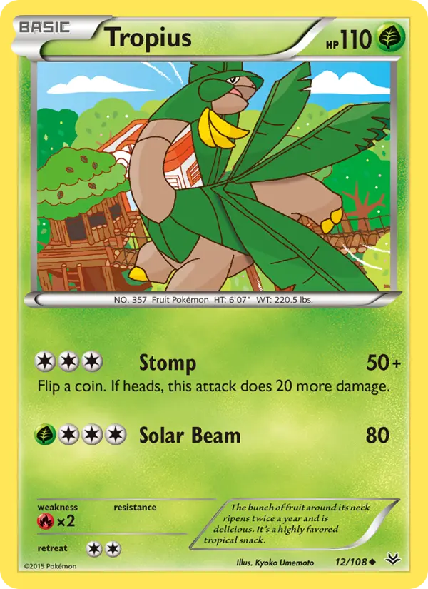 Tropius Pokemon card from Roaring Skies