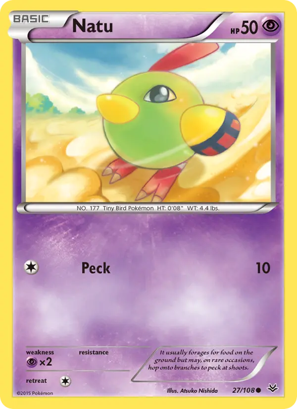 Natu Pokemon card from Roaring Skies