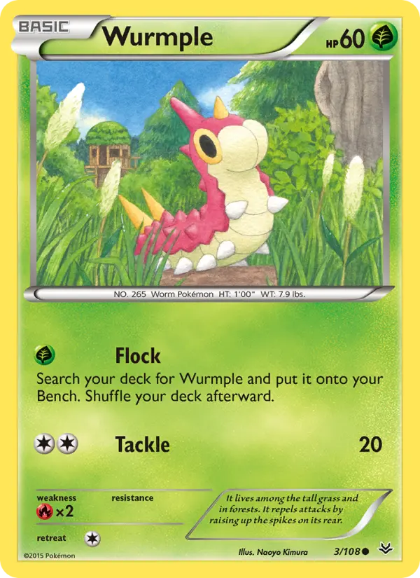 Wurmple Pokemon card from Roaring Skies