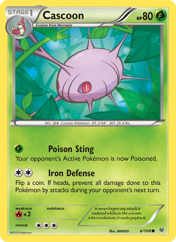 Cascoon Pokemon card from Roaring Skies