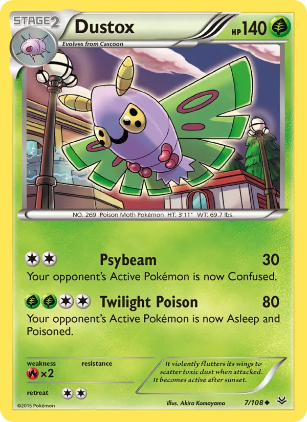 Dustox Pokemon card from Roaring Skies