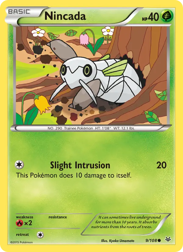 Nincada Pokemon card from Roaring Skies