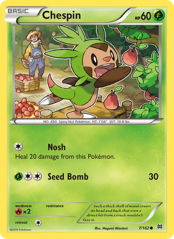 Chespin Pokemon card from BREAKthrough